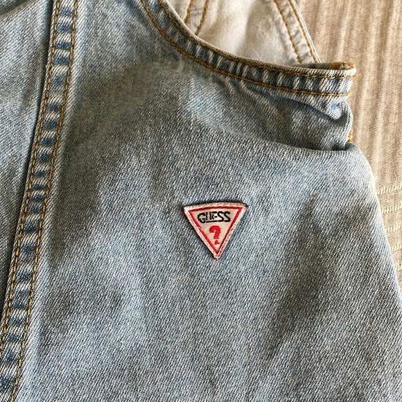 Vintage Guess Baby Overalls 6 Months Denim Shortalls 90s Y2K Infant Made In USA - Picture 6 of 8